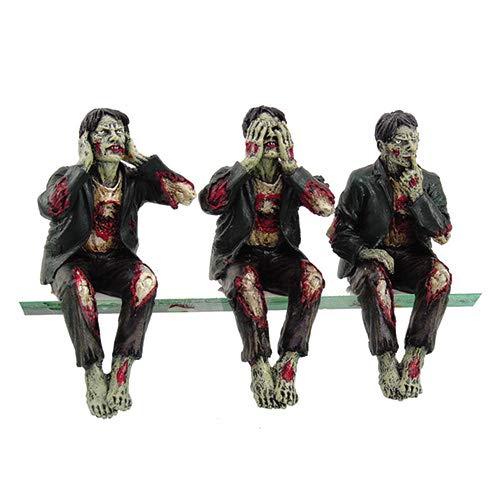 Pacific Trading Walking Dead Zombie Undead See Hear Speak No Evil Set of Shelf Sitters Computer Top Statue Figurines