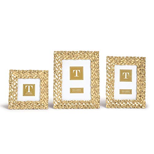 Two's Company Tresse D'Or Photo Frames, Set of 3, Braid Pattern