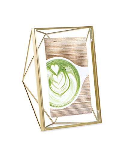 Umbra Prisma Picture Frame, 4x6 Photo Display for Desk or Wall, Brass