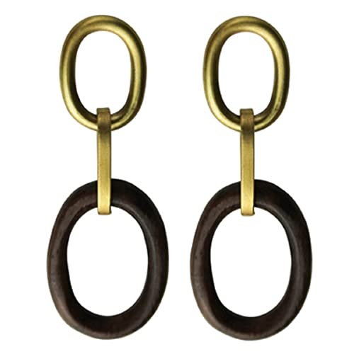 HomArt AREOhome Yara Post Earring, Brass, Dark Wood