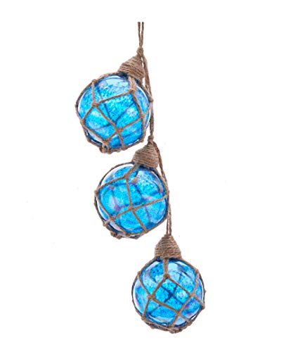 Kurt Adler D3638 Glass ABD Twine Blue Buoy Float Ornament, 7-inches Tall