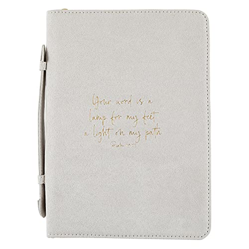 Creative Brands Faithworks-Simply Faith Collection Suede Bible Cover, 7 x 10-Inch, Grey-Psalm 119:105