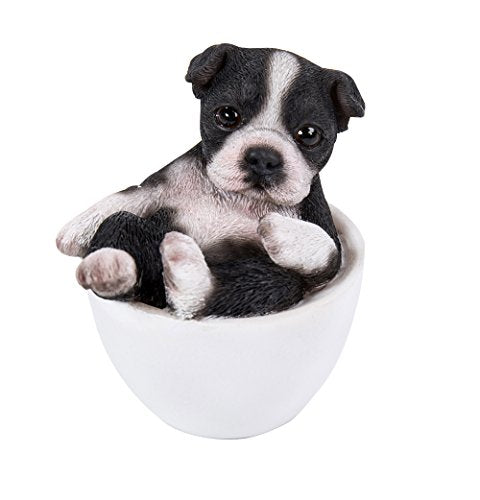Pacific Trading Giftware Boston Terrier Adorable Mini Teacup Pet Pals Puppy Collectible Figurine 3.25 Inches