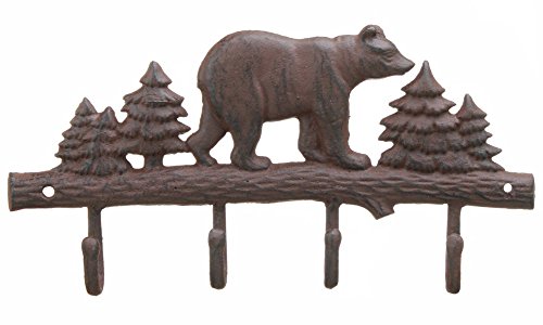 Upper Deck Cast Iron Bear Wall Key Rack Holder 4 Hooks Coat Hook Home Decor