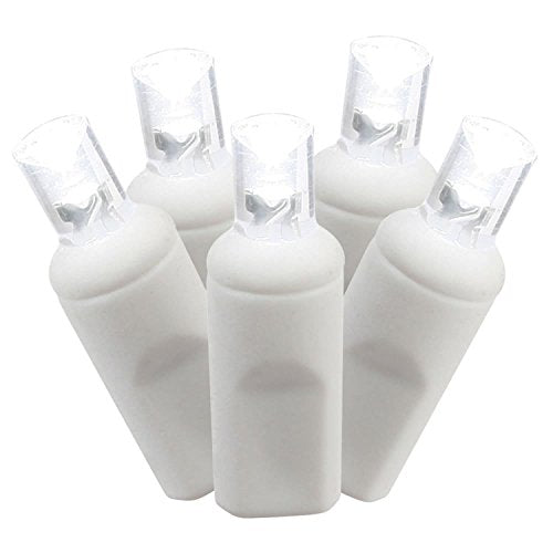 Vickerman Set of 50 Pure White Commercial Grade LED Wide Angle Christmas Lights - White Wire