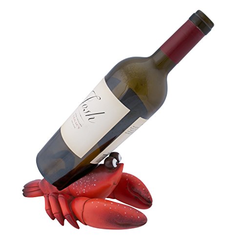 Beachcombers Resin Cute Red Lobster Wine Holder, 8.25-inch Length, Tabletop Kitchen Accessories
