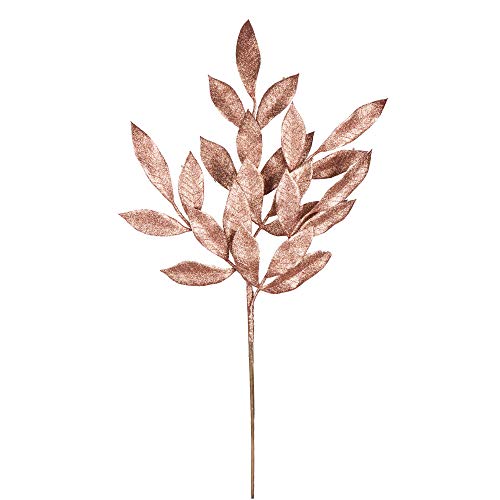 Vickerman L152958 Glitter Bay Leaf Spray 12 to a Bag, 22", Rose Gold