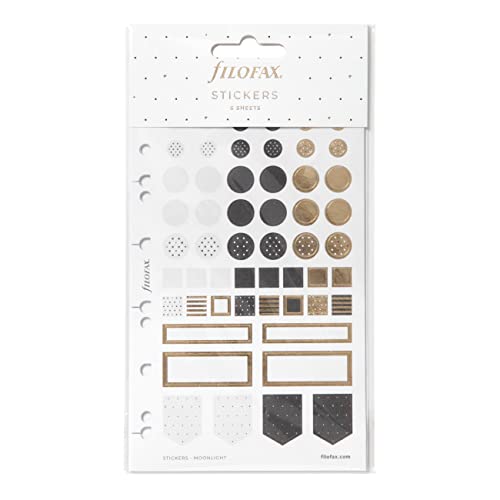Rediform Filofax Accessory, Moonlight Collection, Stickers, Repositionable, Matte Finish, Set of 315 Stickers, Six Sheets (B132825)
