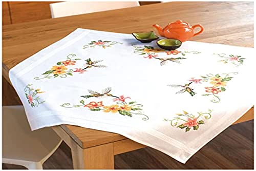 Vervaco Cross Stitch Tablecloth Kit, 32 x 32 inch, Hummingbird