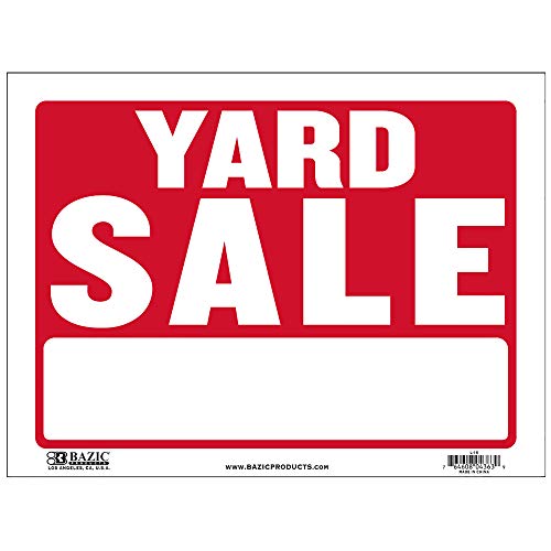 BAZIC 12" X 16" Yard Sale Sign, Garage Sale for Sale Retail Store Policy Business Plastic Sign, Wall Door Border, Waterproof Indoor Outdoor Advertising Signage, 1-Pack