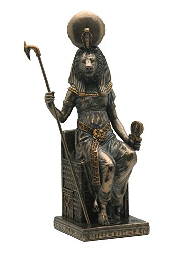 Unicorn Studio US 8.25 Inch Egyptian Sitting Sekhmet Cold Cast Bronze Sculpture Figurine