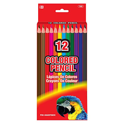 BAZIC 12 Color Pencil, Vibrant Colored Pencils Set Soft Core Pigments, for Art Drawing Coloring Book Sketching Painting Indoor Activity at Home, Gift for Adults Kids (12/Pack)), 1-Pack