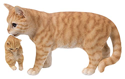 Hi Line Gift 87757-N Mother Cat Carrying Kitten-Orange Tabby
