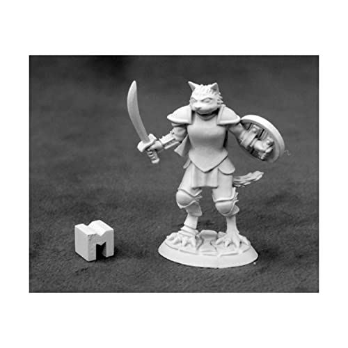 REAPER Miniatures Steelclaw, Catfolk Paladin #03928 Dark Heaven Unpainted Metal