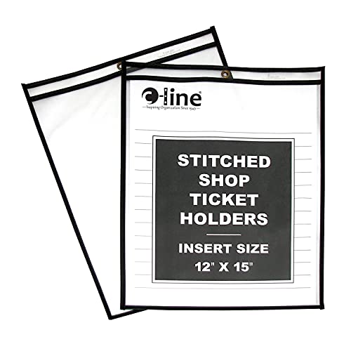 C-Line Stitched Shop Ticket Holders, Both Sides Clear, 12 x 15 Inches, 25 per Box (46125)