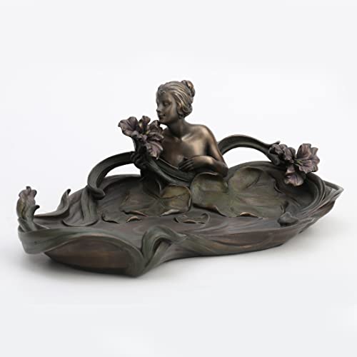 Unicorn Studio Veronese Design Art Nouveau Water Nymph Resin Decorative Plate Tray Bronze Finish