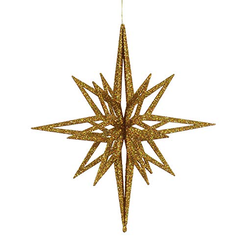 Vickerman Glittered 3-D Star Shaped Christmas Ornament, 16", Gold
