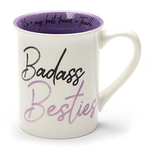 Enesco 6001246 Our Our Name Is Mud"Bad Besties" Stoneware Mug, 16 oz, Purple