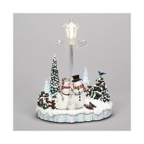 Roman 134501 Musical LED Rotatng Snowmen with Lantern Figurine, 12.2-inch Height