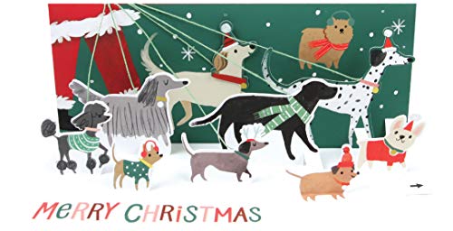 Up With Paper Pop-Up Panoramics Greeting Card - Santa's Dog Walk
