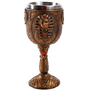 Pacific Trading Giftware Egyptian Pharaoh King Tutankhamun Golden Wine Goblet Stainless Steel Liner 6oz