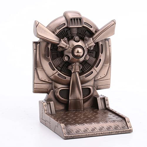 Unicorn Studio Veronese Design 5 1/2 Inch Steampunk Rotary Engine Propeller Resin Sculpture Bronze Finish Bookend