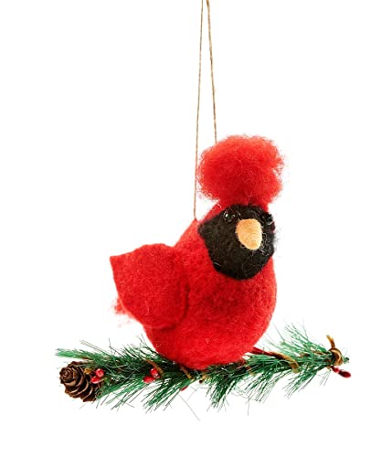 Giftcraft 684114 Christmas Wool Cardinal Ornament, 5.5-inch Width