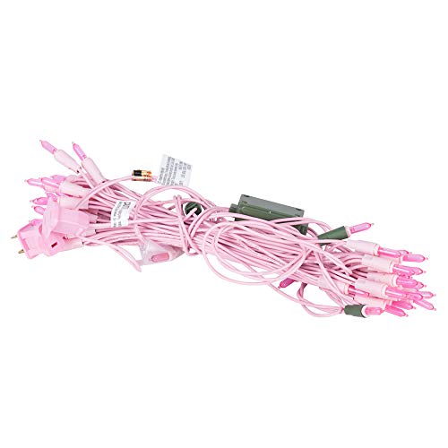 Vickerman 35 LED Pink Dura-Lit Light on Pink Wire, 26' Christmas Light Strand