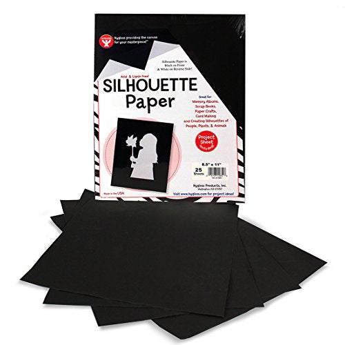 Hygloss Products Black Silhouette Paper Tracing Portrait Drawing Crafts Paper - 8-1/2 x 11 Inch, 25 Sheets