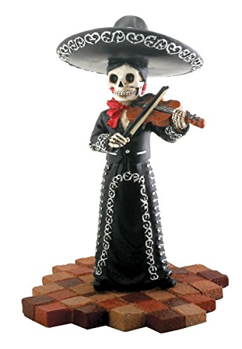 Pacific Trading Skeleton Skull Black Mariachi Band Violin Figurine Collectible