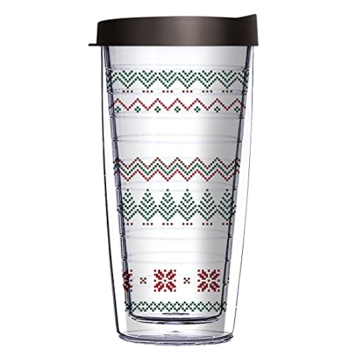 Comfy Hour Christmas Totem Design 16 oz Clear Tumbler with Black Lid