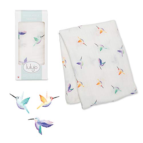 Mary Meyer lulujo Baby Swaddle Blanket| Unisex Softest Bamboo Cotton Muslin Swaddle Blanket| Neutral Receiving Blanket for Girls & Boys 47in x 47in Hummingbird