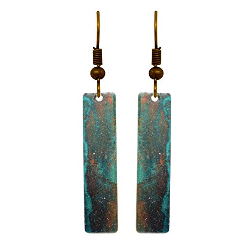 Rusty Turquoise Earrings, hypoallergenic French hook bronze ear wires, made in the USA by d&