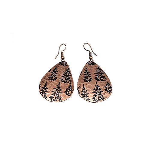 ANJU JEWELRY Engraved Metal Collection Earrings - Pine Tree
