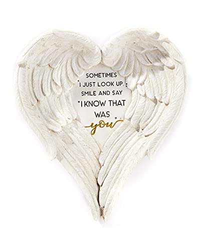 Giftcraft 666427 Christmas Angel Wings with Sentiment Wall Décor, 8.46 inch, Ceramic