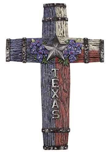Comfy Hour Faith and Hope Collection 14" Lone Star Texas Cross, Handmade Antique Style, Art Wall Decor, Resin