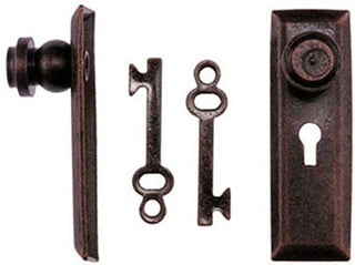 Aztec Imports Handley House Dollhouse Miniature Oil Rubbed Bronze Finish Door Knob w/Key Plate
