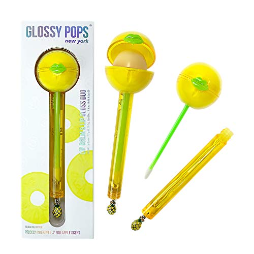 Glossy Pops  Clear Lip Balm and Clear Lip Gloss Combo | Aloha Tropical Fruit Collection (PRICKLY PINEAPPLE)