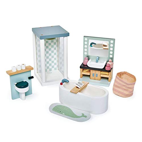 Tender Leaf Toys - Dovetail Dollhouse Accessories - Ultra Stylish Wooden Furniture Sets and Room Decor (Dovetail Bathroom Set) for Age 3+