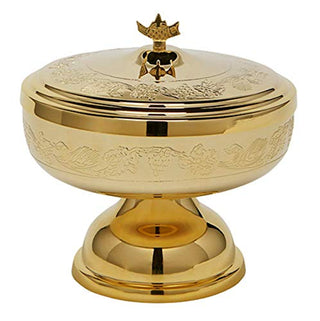 Creative Brands Sudbury Brass Grapes and Leaves Design Ciborium with Cover, 4 1/2 Inch