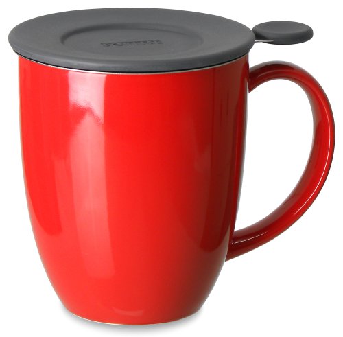 FORLIFE Uni Brew-in-Mug with Tea Infuser and Lid, 16-Ounce, Red