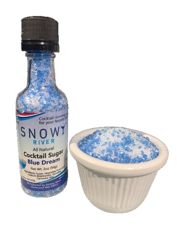 Ultimate Baker Snowy River Cocktail Sugar Rimmer Mixed Blends - All Natural Cocktail Decorating Sugar, Cocktail Garnish (Blue Dream, 2oz Bottle)