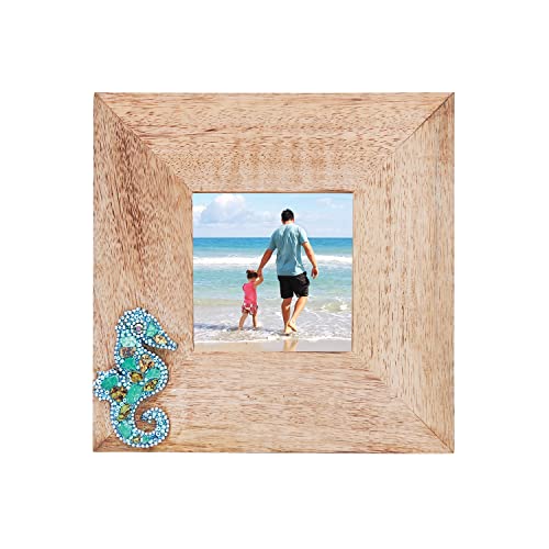 Beachcombers Picture Frame Beaded with Seahorse, 8-inch Height