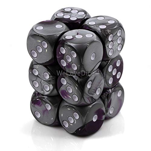 DND Dice Set-Chessex D&D Dice-16mm Gemini Purple, Steel, and White Plastic Polyhedral Dice Set-Dungeons and Dragons Dice Includes 12 Dice ‚Äö√Ñ√¨ D6