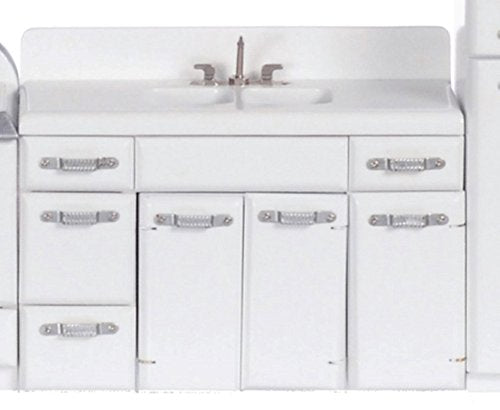 Aztec Imports Dollhouse Miniature 1950's Double Sink, White #T5014