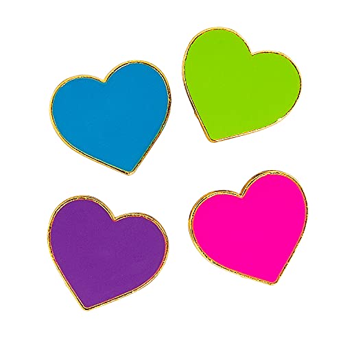 Fun Express Colorful Heart Pins - 12 pc - Jewelry - 12 Pieces