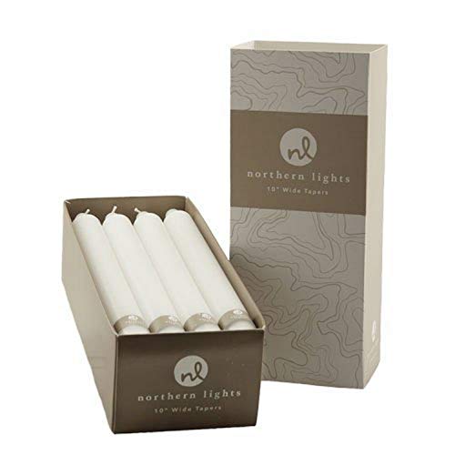 Northern Lights Candles Nlc Wide Tapers 12Pc Box Pure White 10 Inch