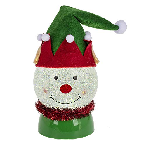 Ganz Midwest Smiling White Elf Shimmer 12 x 7 Acrylic Decorative Snow Globe