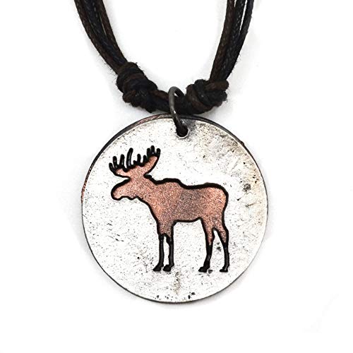 ANJU JEWELRY Pewter Cotton Cord Necklace - Moose
