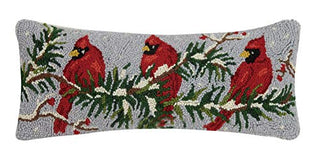 Peking Handicraft Design Design Cardinal Trio Hooked Christmas Throw Pillow